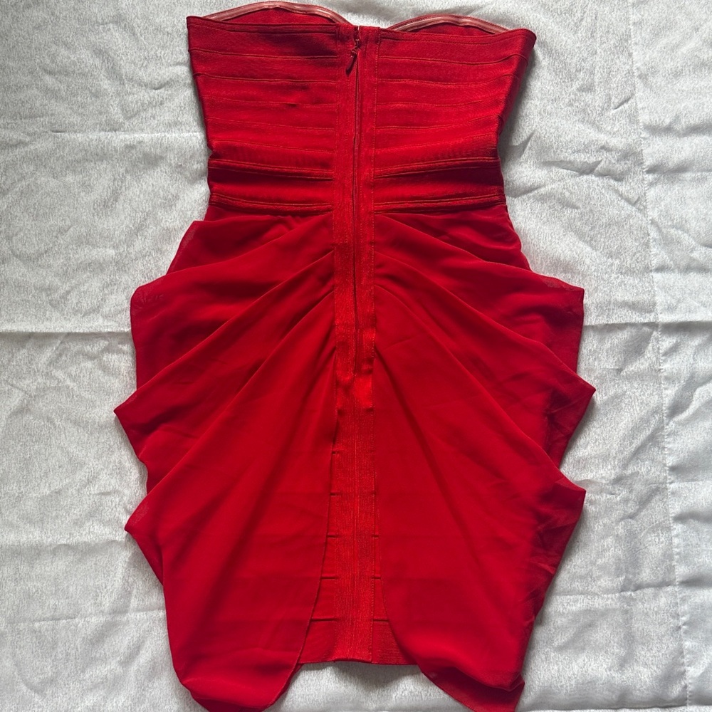Celeb Boutique Elegant Red Strapless Dress - Picture 2 of 7